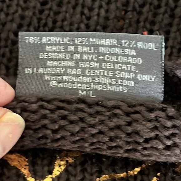 Wooden Ships Copper Tiger Face Oversized Sweater in Brown Mohair Wool Size M/L - Picture 10 of 11